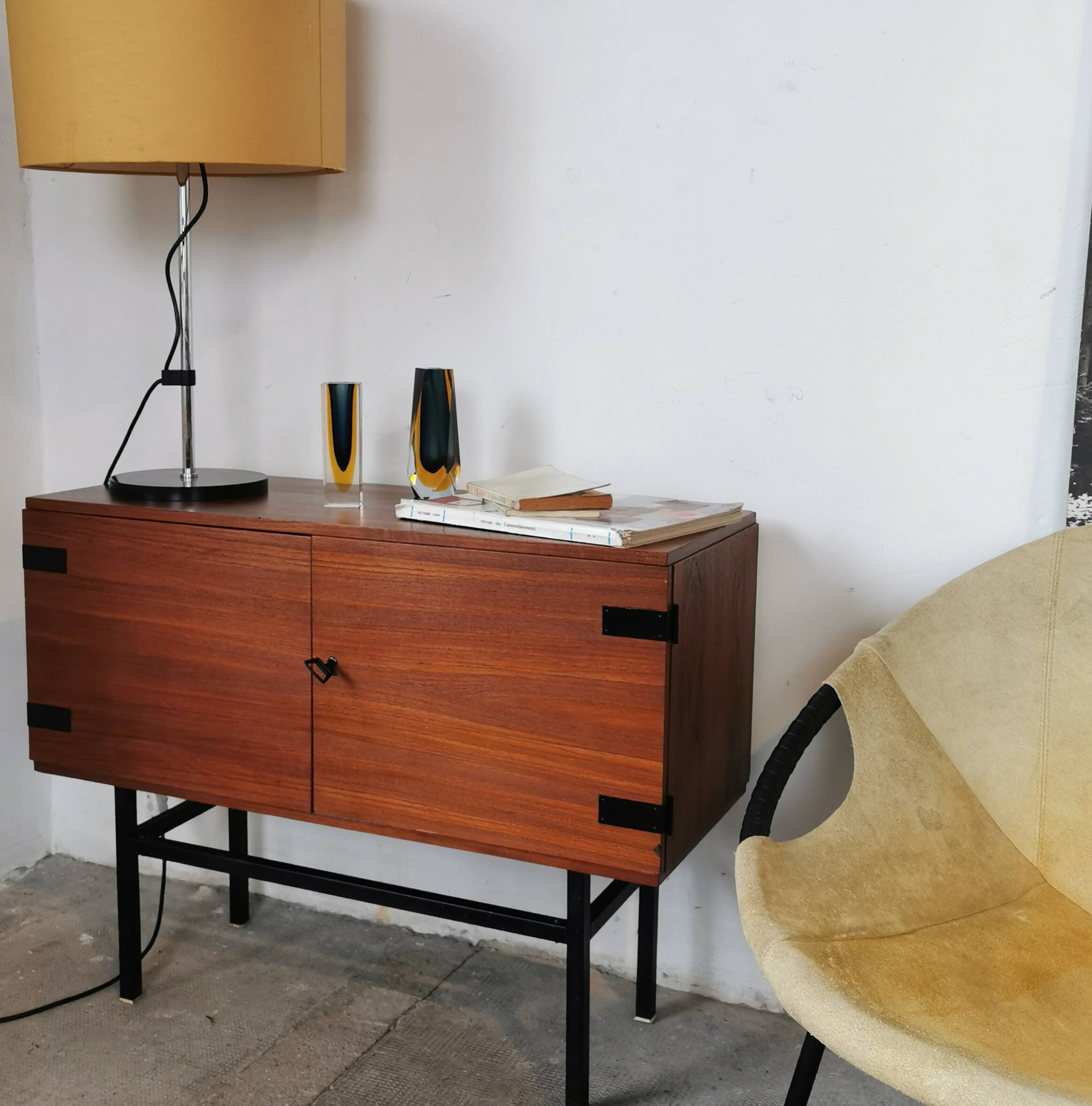 Small teak and metal sideboard, 70s