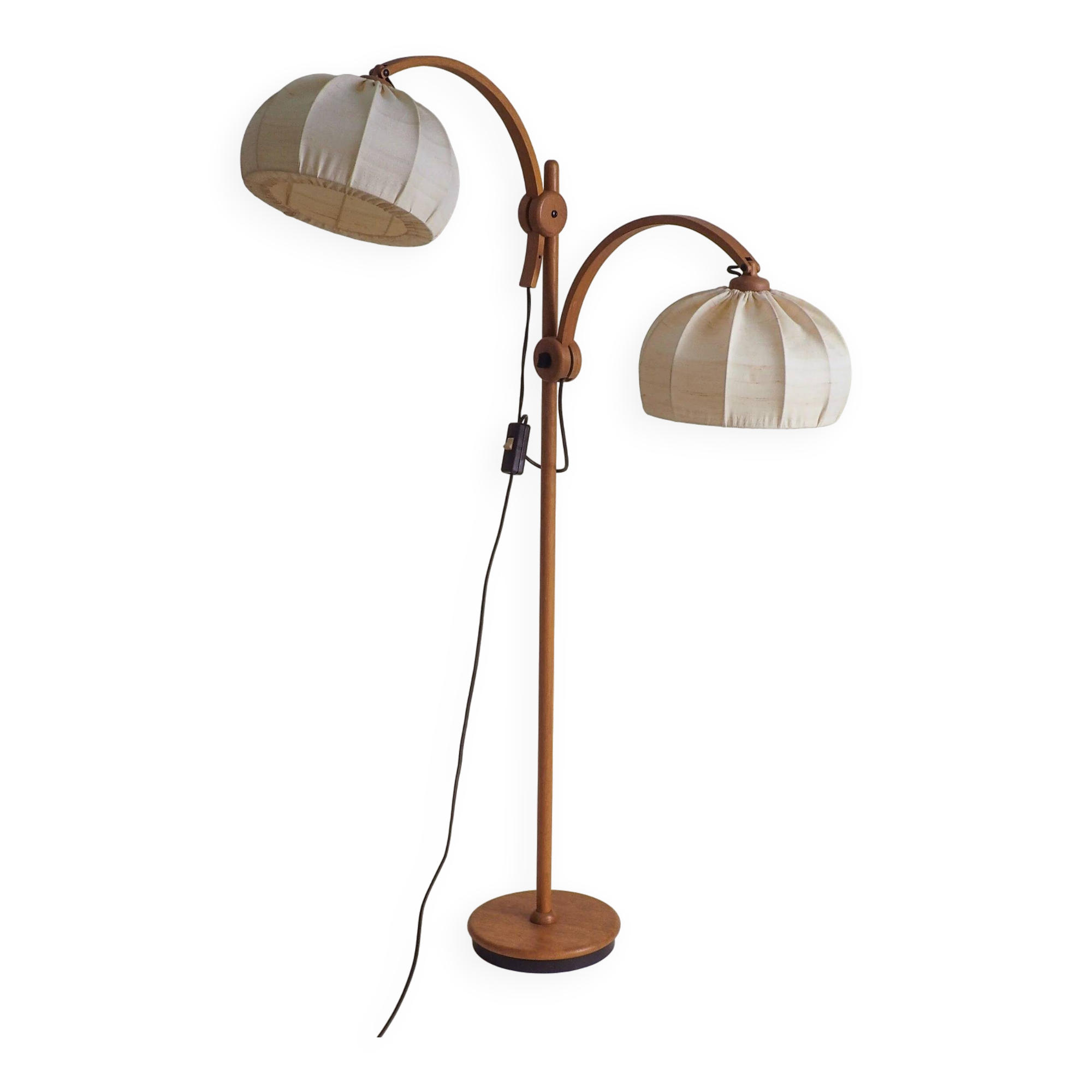 Teak floor lamp with 2 lampshades by Domus