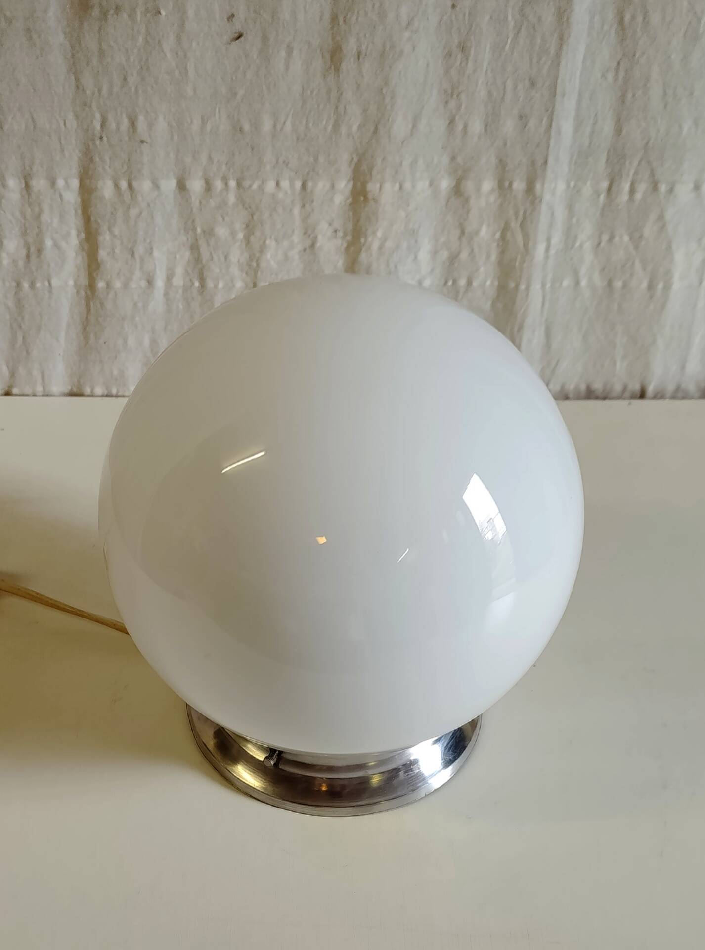 Ceiling light or table lamp with opaline globe diameter 20cm - mid 20th century
