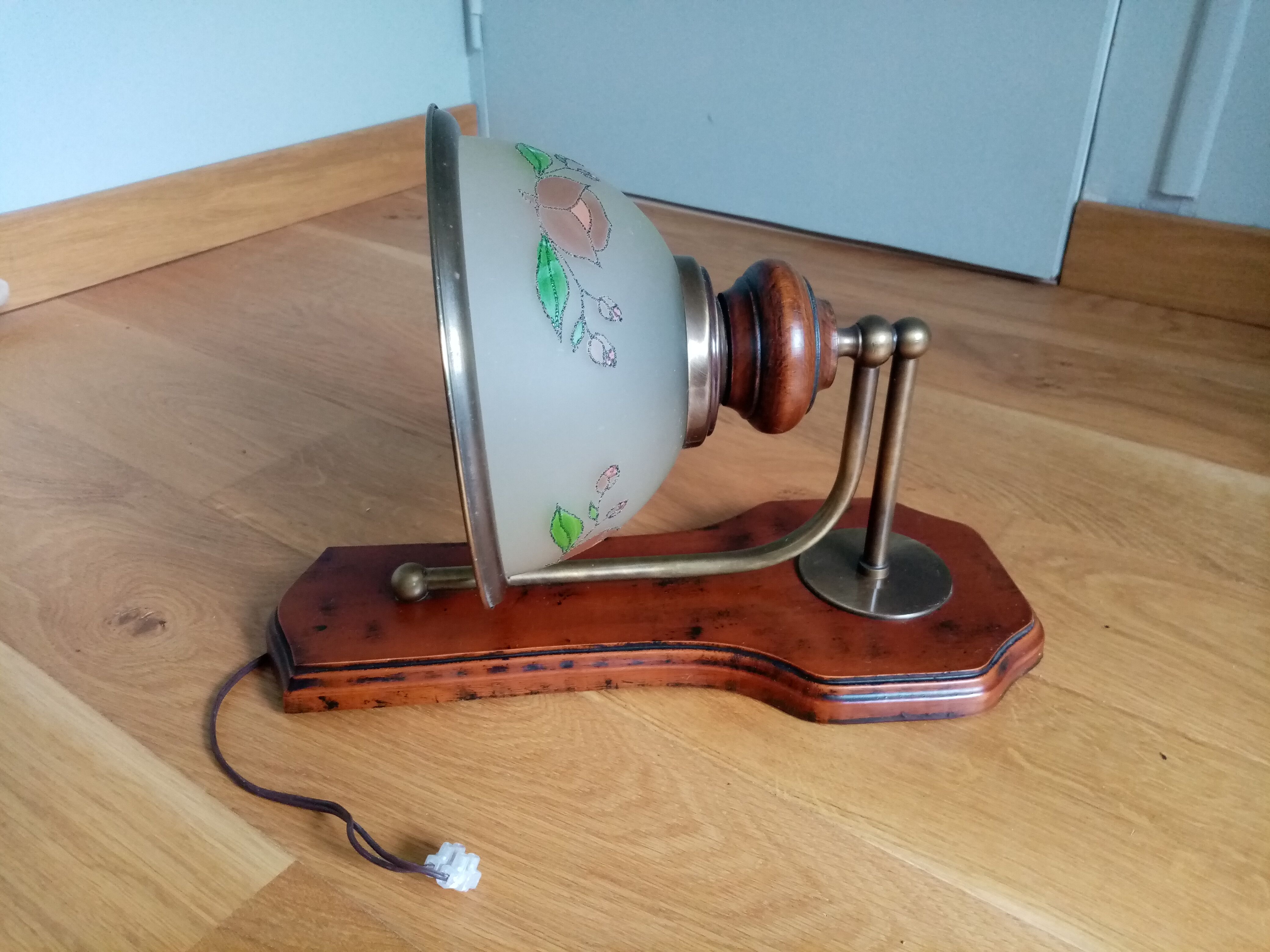 Wood brass glass sconce