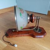 Wood brass glass sconce