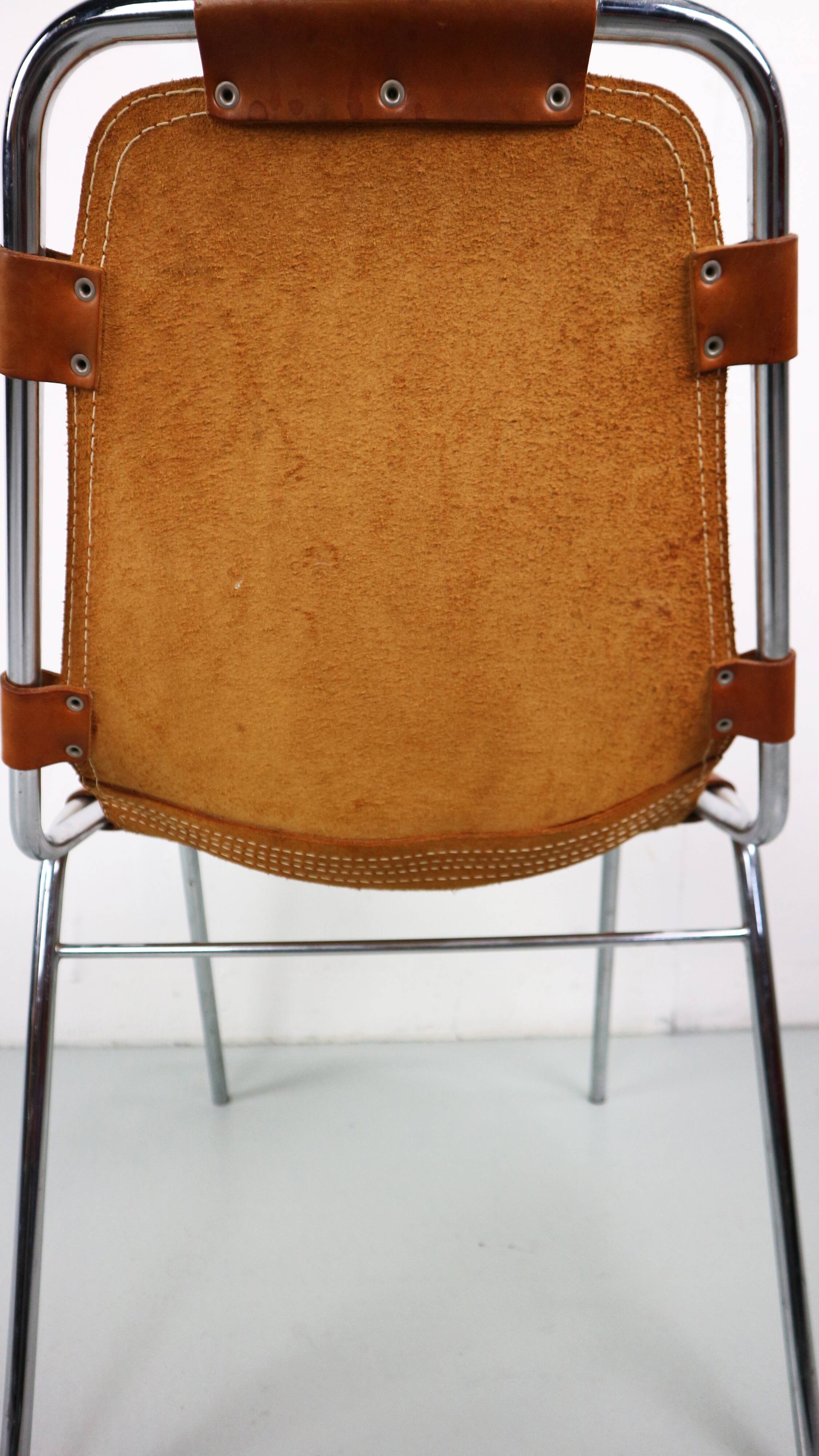 Dalvera  "Les Arc" Set of 2 Original Leather side chairs, 1960