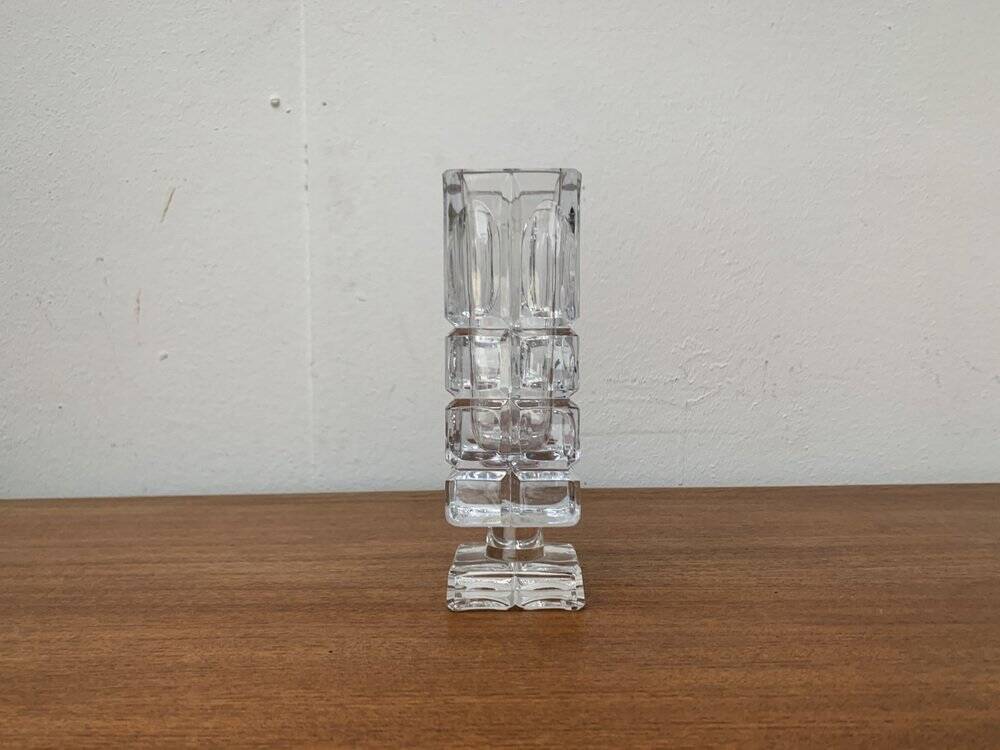 Vintage German Lead Crystal Block Vase, 1970s