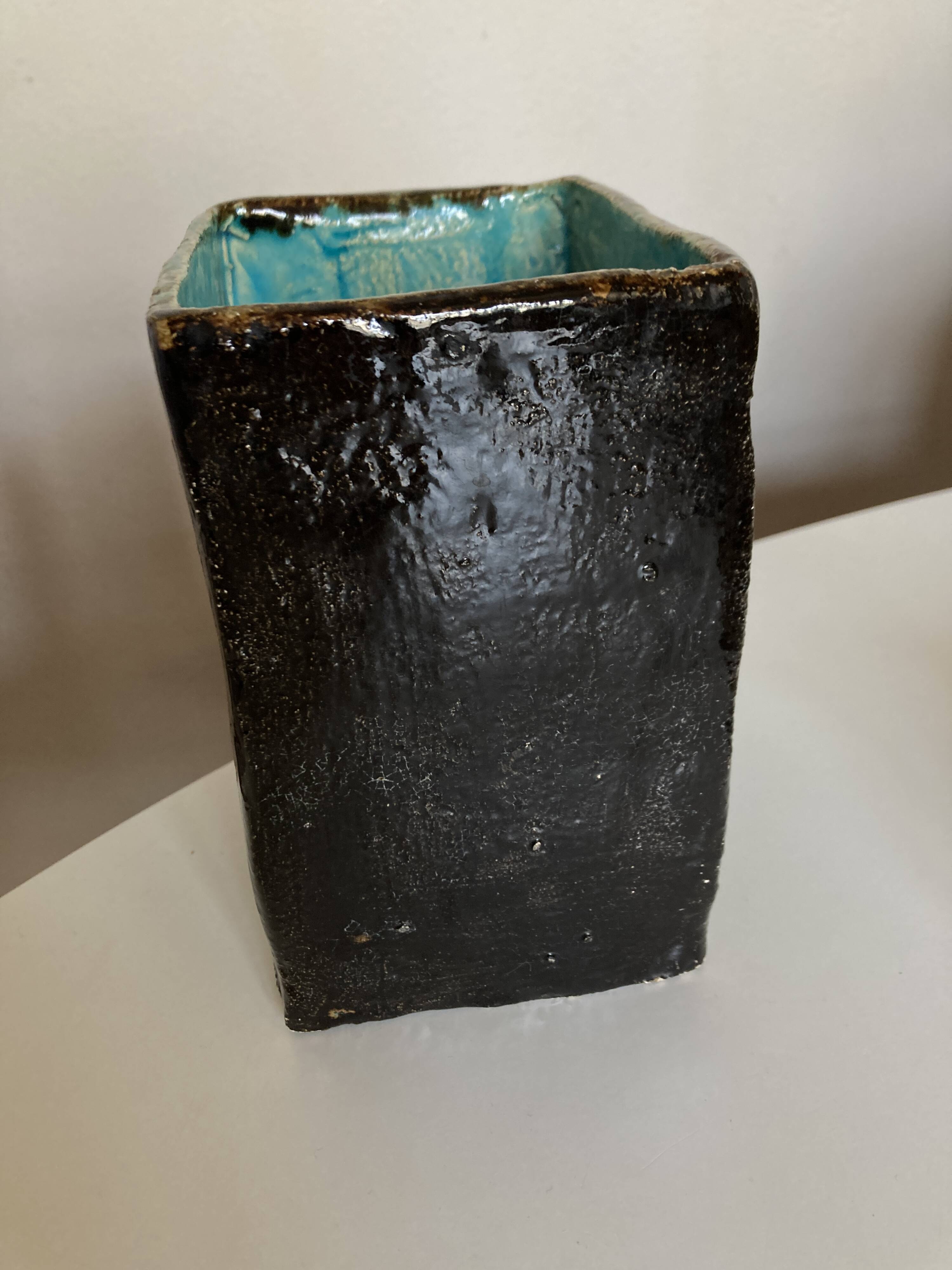 Mid century potter's vase in crystallized enameled earth