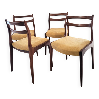 Lot de 4 chaises en teck assise tissu style scandinave