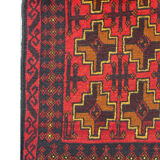 Hand Made Oriental Wool Area Rug Traditional Red Orange Carpet- 84x145cm