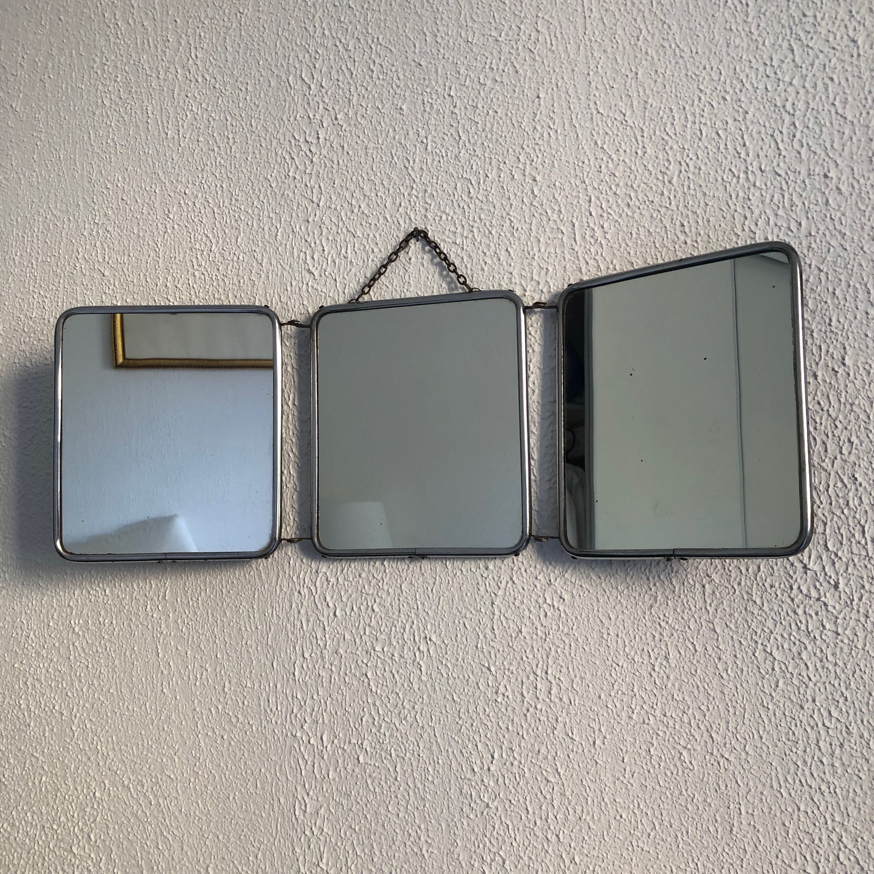 Vintage barber triptych mirror 1950 - 20 x 57 cm