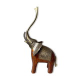 Wooden elephant and brass