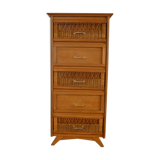 50s oak and rattan chiffonier