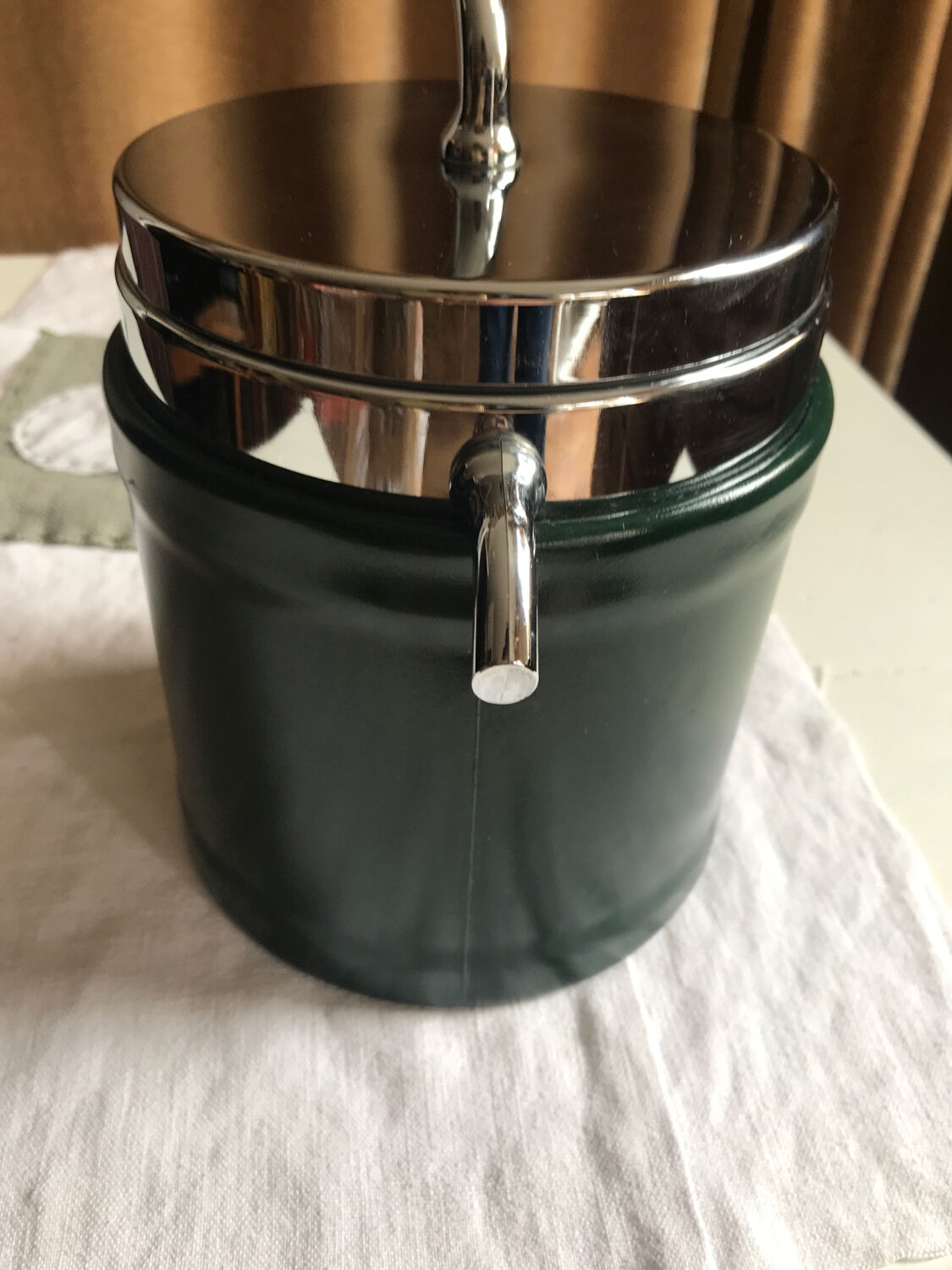 Ice bucket 1970 green leather