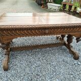 Oak desk table renaissance style