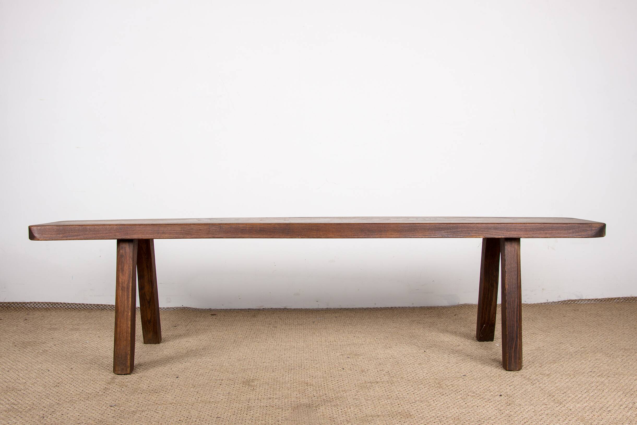 Pair of Scandinavian benches in Solid Elm by Olavi Hanninen 1960.