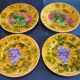 Dessert service of 12 barbotine plates, Sarreguemines, vintage
