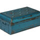 Indian travel trunk blue metal Victorian era