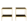 Pair of neoclassical side tables in brass and black leather by Maison Jansen, 1960.