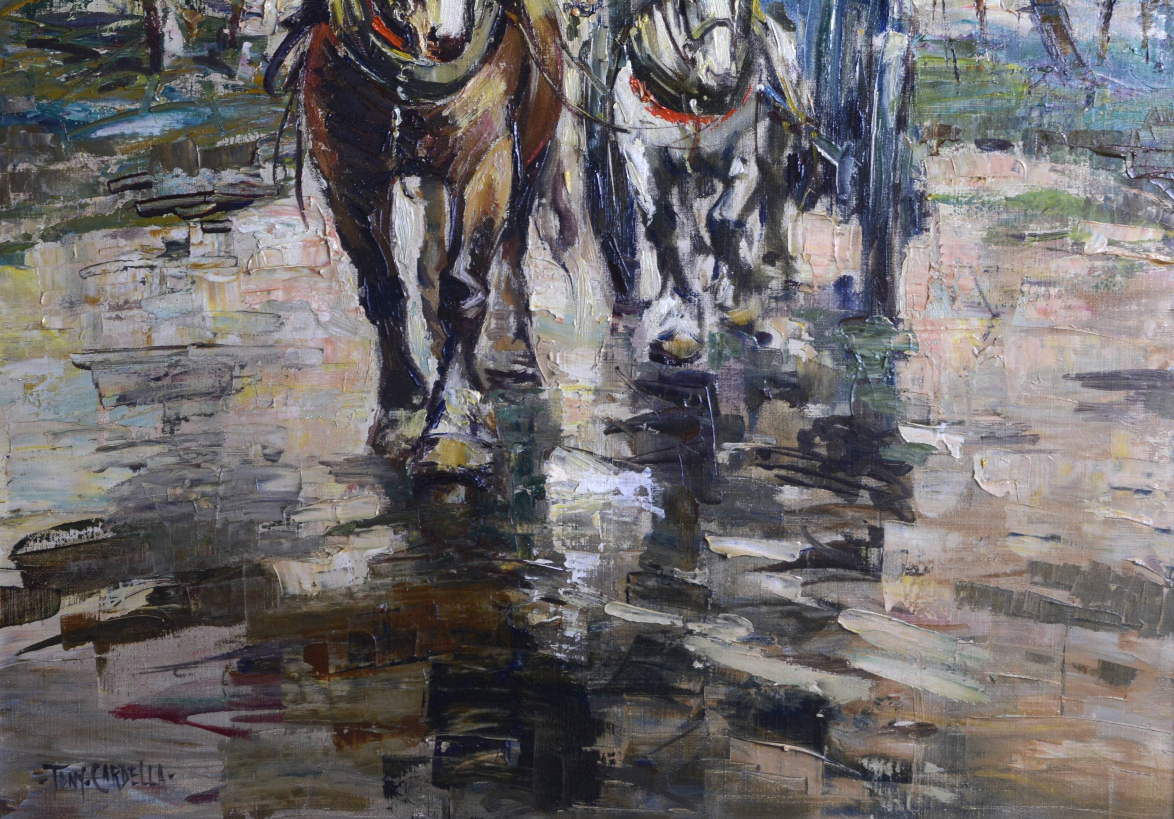 Corsican horses - Oil on canvas - Tony Cardella (1898 - 1976).