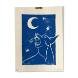 Linogravure originale Dobermann