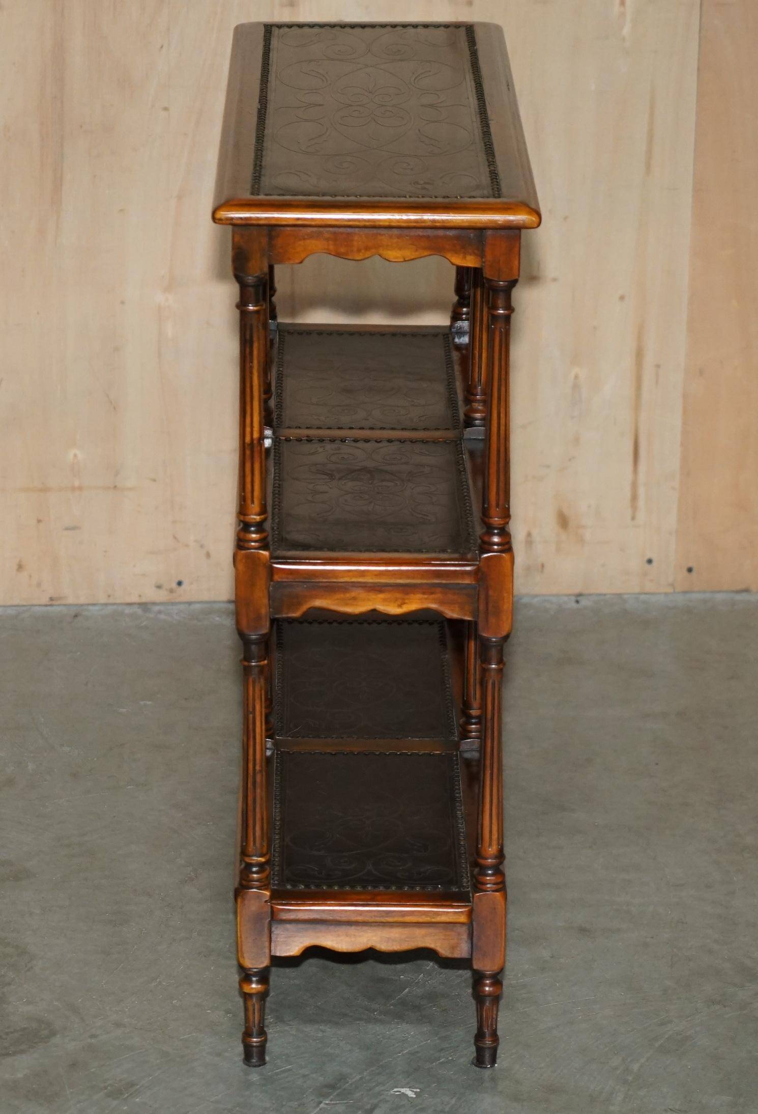 Theodore Alexander bookshelf shelf, solid wood, embossed leather.