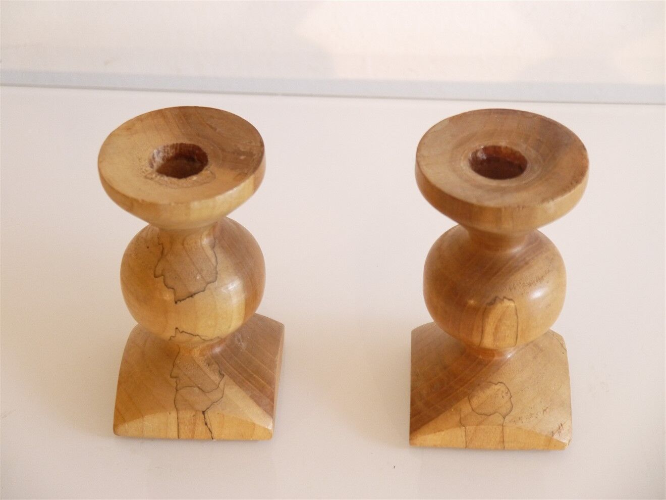Pair of Scandinavian wooden candle holders 1960