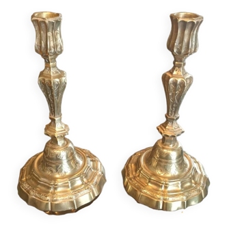 Old chiseled candlesticks