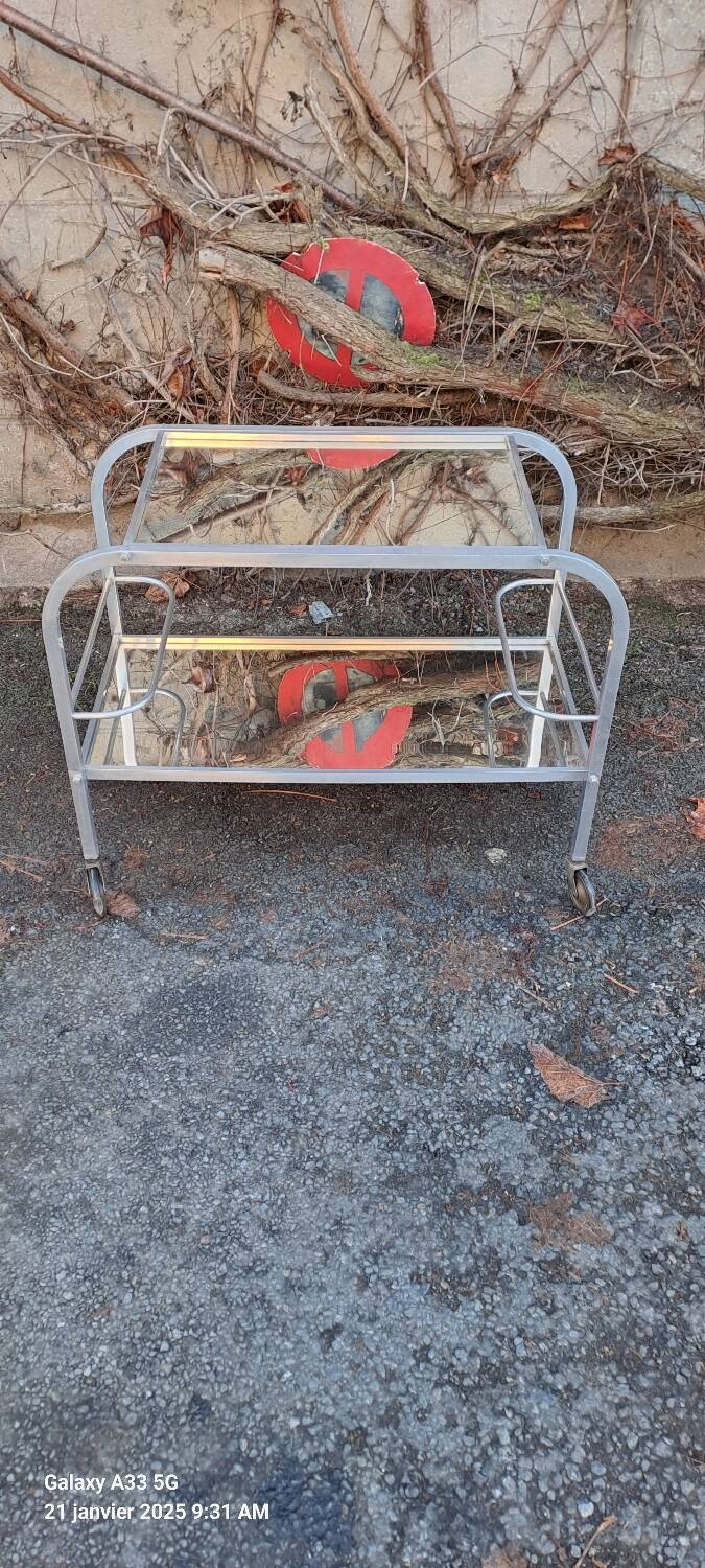 Modernist mirrored bar cart