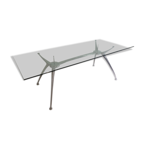 Table de salle à manger en aluminium et verre