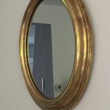 Miroir ancien oval doré 36x44cm