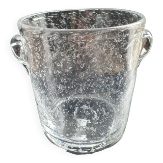 Bubbled glass ice bucket