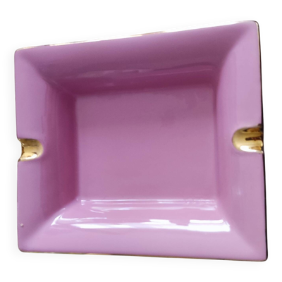 Cendrier vintage fine porcelaine rose et doré