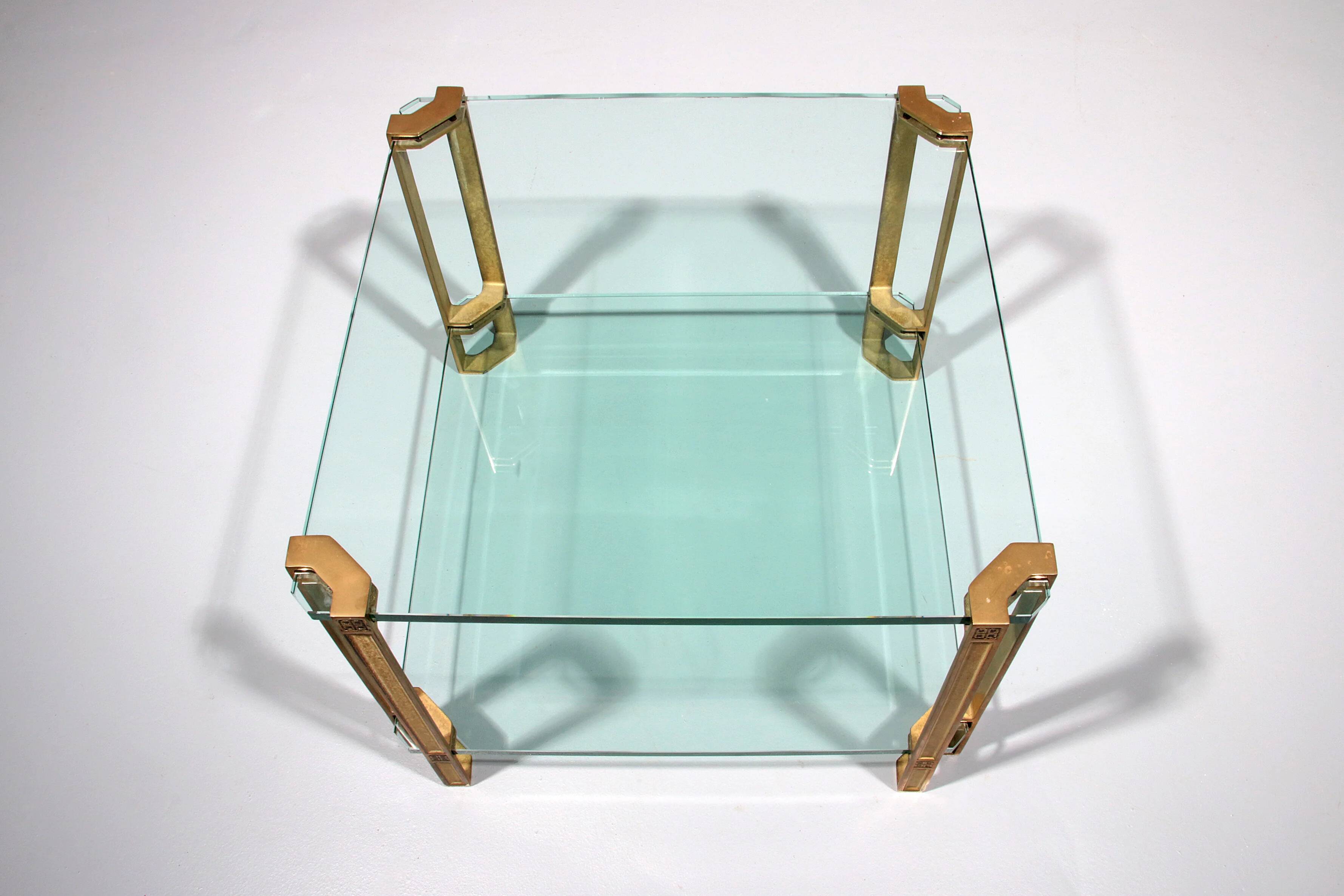 Peter Ghyczy T24 coffee table double glass 70s design 60x60