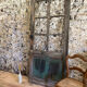Old glazed wooden door patinated