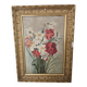 Oil on Canvas Painting - Still Life Flowers Bouquet with Dahlias Signed C D