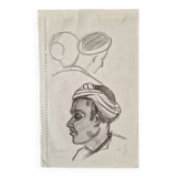 Hélène Vogt (1902-1994) - Charcoal drawing on paper - Moroccan portrait