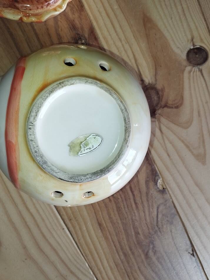 Vintage garlic pot in ceramic majolica – 1950s