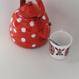 Enamelled polka dot teapot