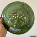 Drainer and plate in old slip old 1960s decoration cluster of reason and vine leaves