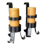 Pair of vintage brutalist iron candlesticks