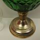 Green and transparent kerosene lamp in glass and metal 33 cm