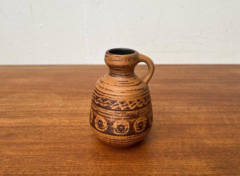 East German pottery vase from the mid-century GDR by Strehla Keramik, 1960s.