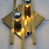 Pair of vintage geometric brass wall lamps