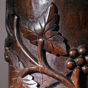 2 wooden pedestals column with Hand-Carved Grapevine Motif, France 1950s