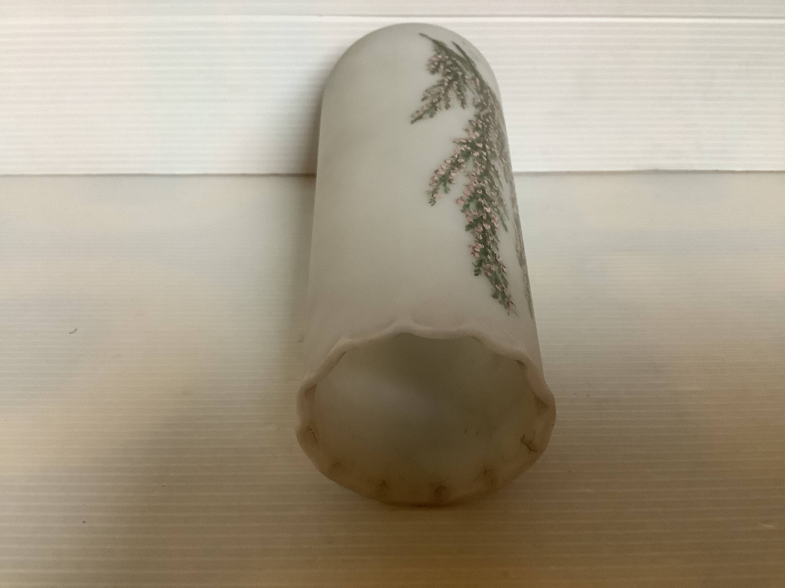 Antique opaline vase with enamelled flowers
