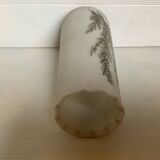Ancien vase opaline fleurs émaillées