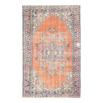 6x9 Turkish Classic Pattern Orange Green Vintage Rug, 174x279Cm