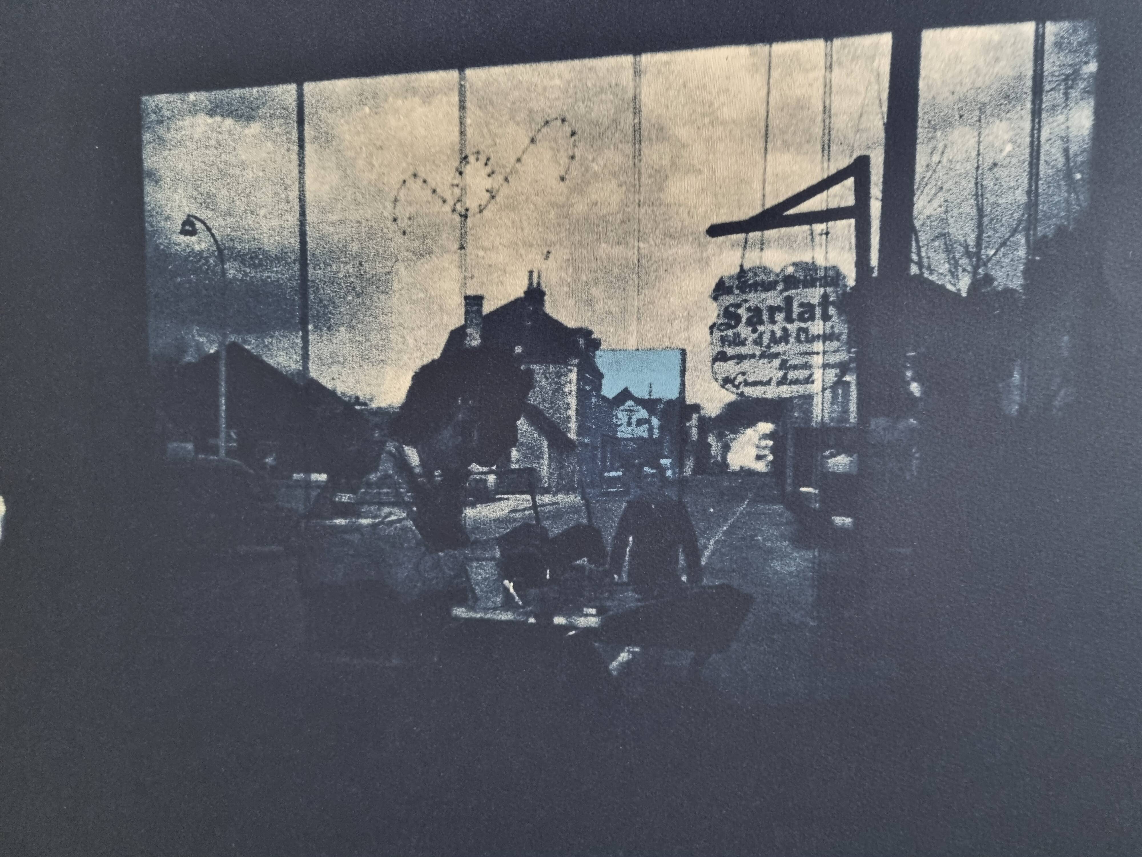 Estampe originale d'après Gérard Fromanger "Fromanger à Sarlat", années 70, signée
