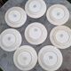Lot of 8 flat plates in antique English earthenware, fine ware, with patterns.