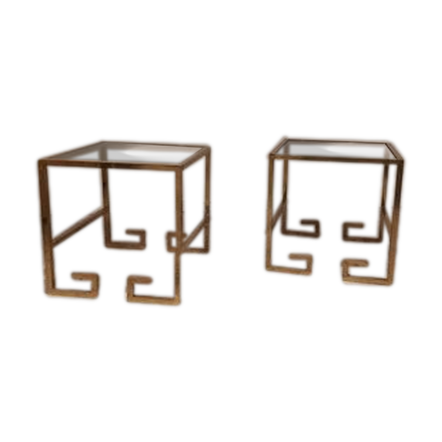 Set de 2 tables d'appoint vintage en forme de g en laiton