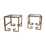 Set of 2 vintage g-shaped side tables in brass