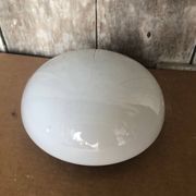 Ancien Plafonnier Applique Opaline Verre Opalin Rond Vintage #A712