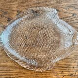 6 vintage Pasabahce clear glass fish plates